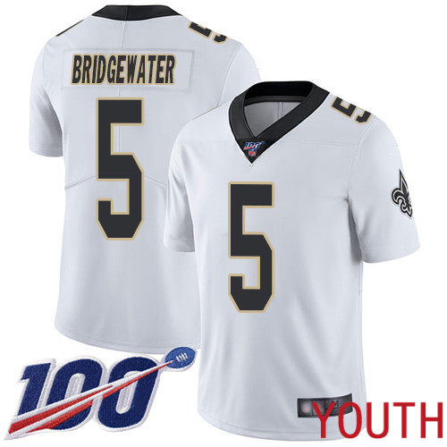 New Orleans Saints Limited White Youth Teddy Bridgewater Road Jersey NFL Football #5 100th Season Vapor Untouchable Jersey->youth nfl jersey->Youth Jersey